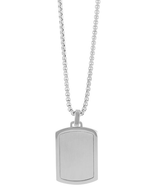 erbskette mit dog tag anhaenger eckig teilmattiert