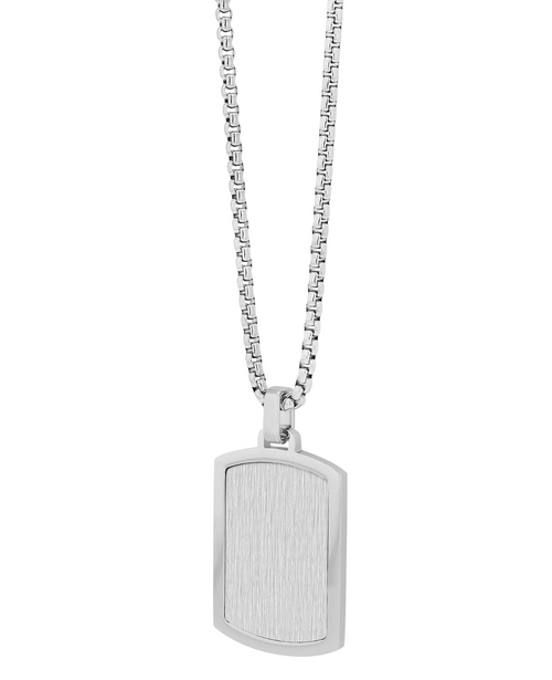 erbskette mit dog tag anhaenger eckig teilmattiert