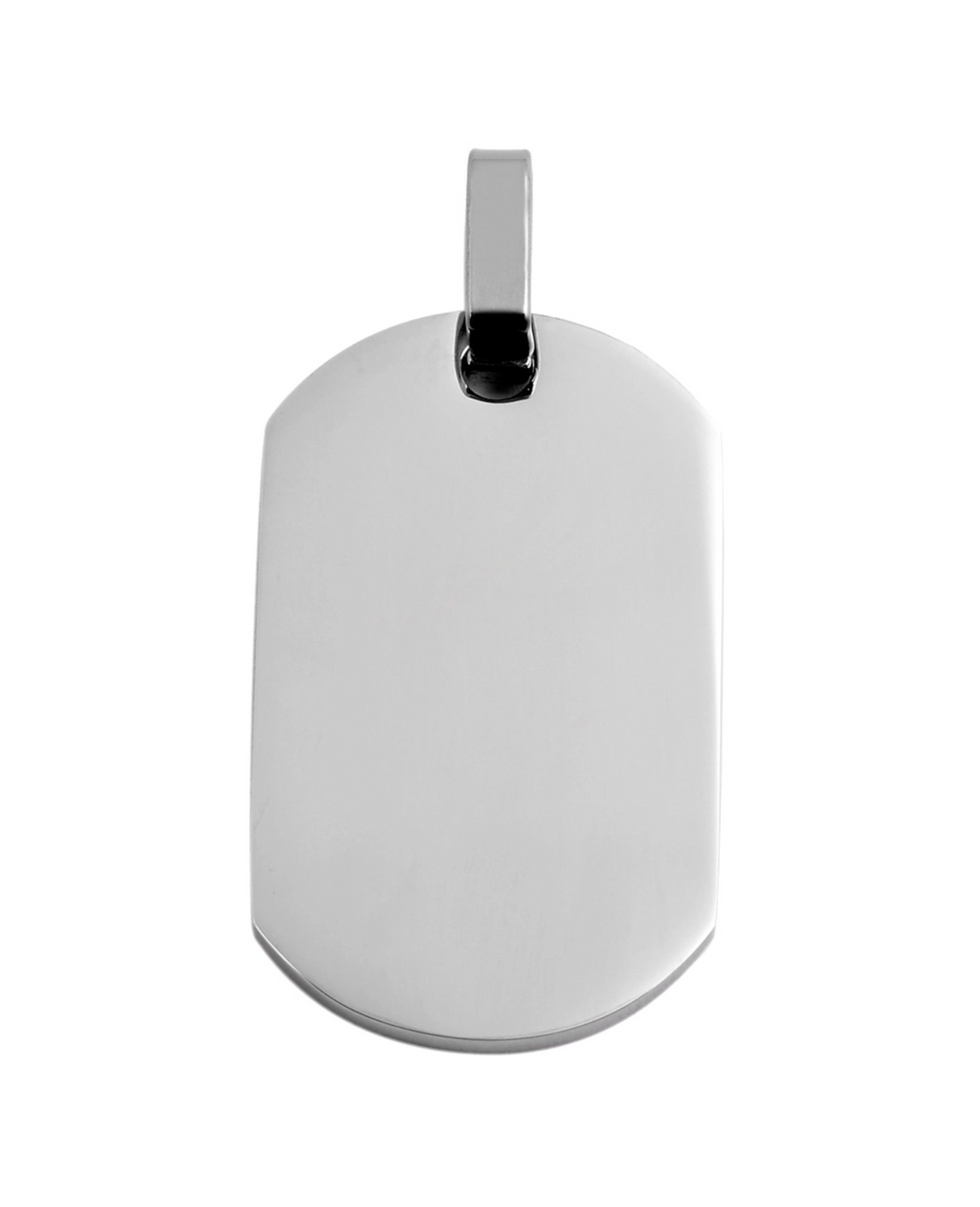 dog tag anhaenger glaenzend rechteckig oben und unten abgerundet