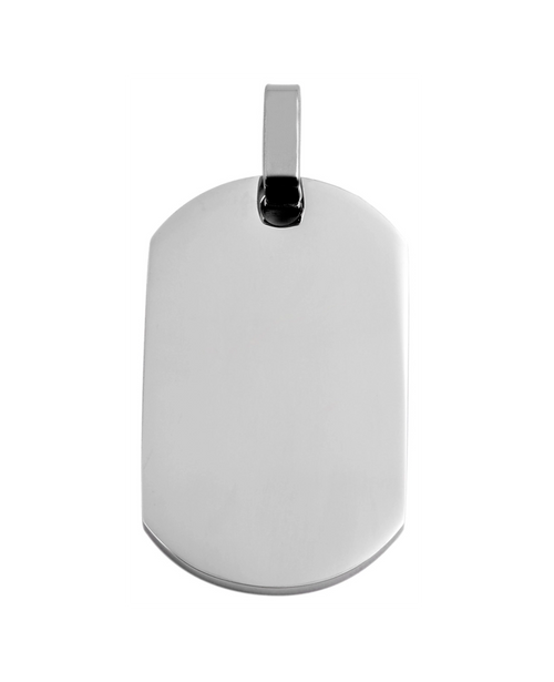 dog tag anhaenger glaenzend rechteckig oben und unten abgerundet