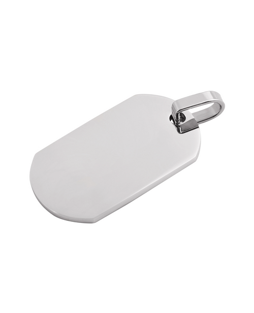 dog tag anhaenger glaenzend rechteckig oben und unten abgerundet