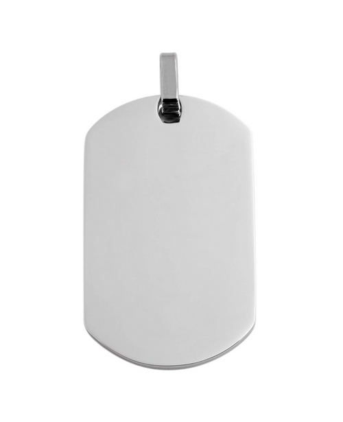 dog tag anhaenger glaenzend rechteckig oben und unten abgerundet