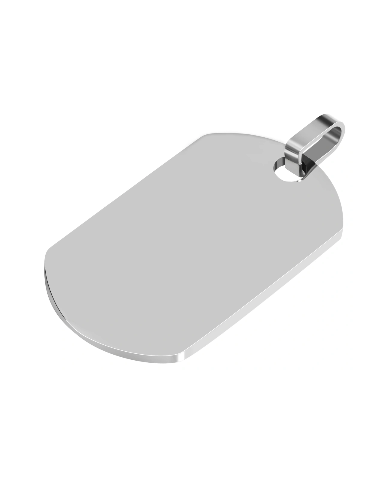 dog tag anhaenger glaenzend rechteckig oben und unten abgerundet