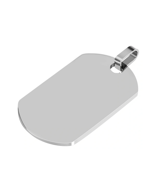 dog tag anhaenger glaenzend rechteckig oben und unten abgerundet