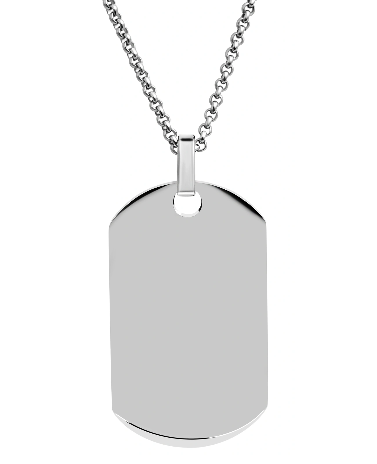 dog tag anhaenger glaenzend rechteckig oben und unten abgerundet