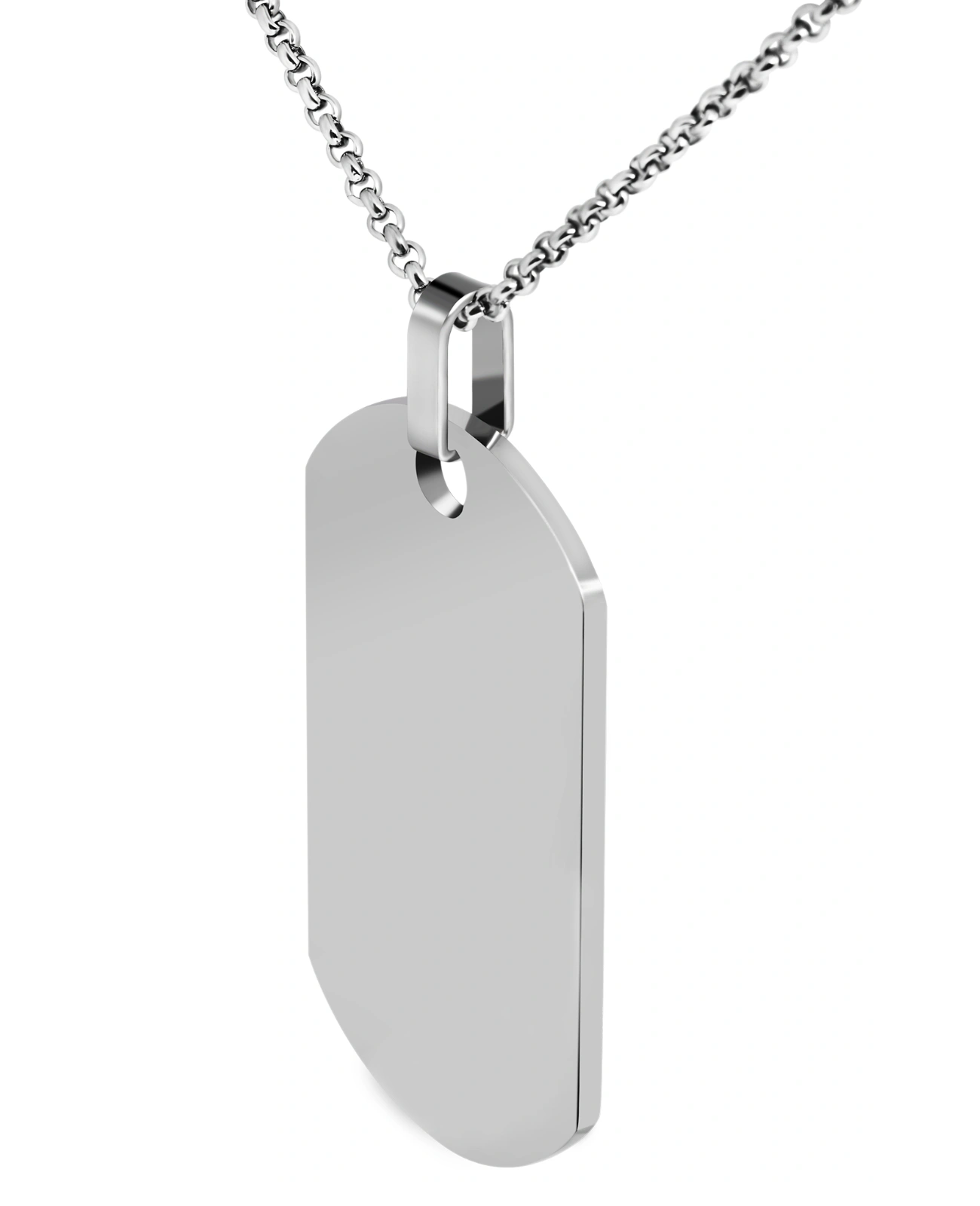 dog tag anhaenger glaenzend rechteckig oben und unten abgerundet