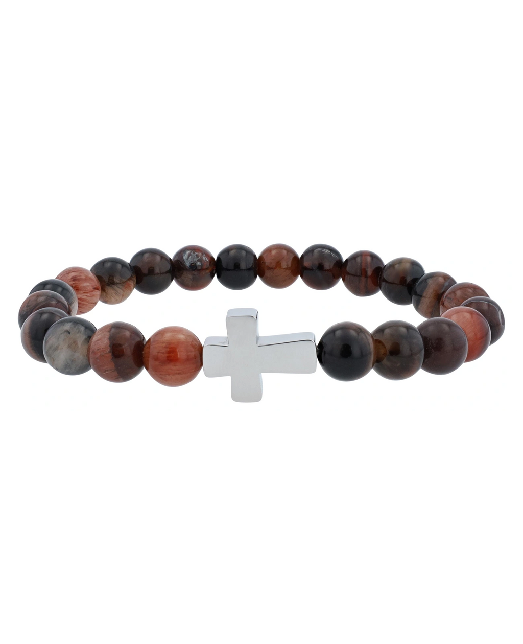 stretch kugelarmband bernstein braun mit kreuz eingearbeitet