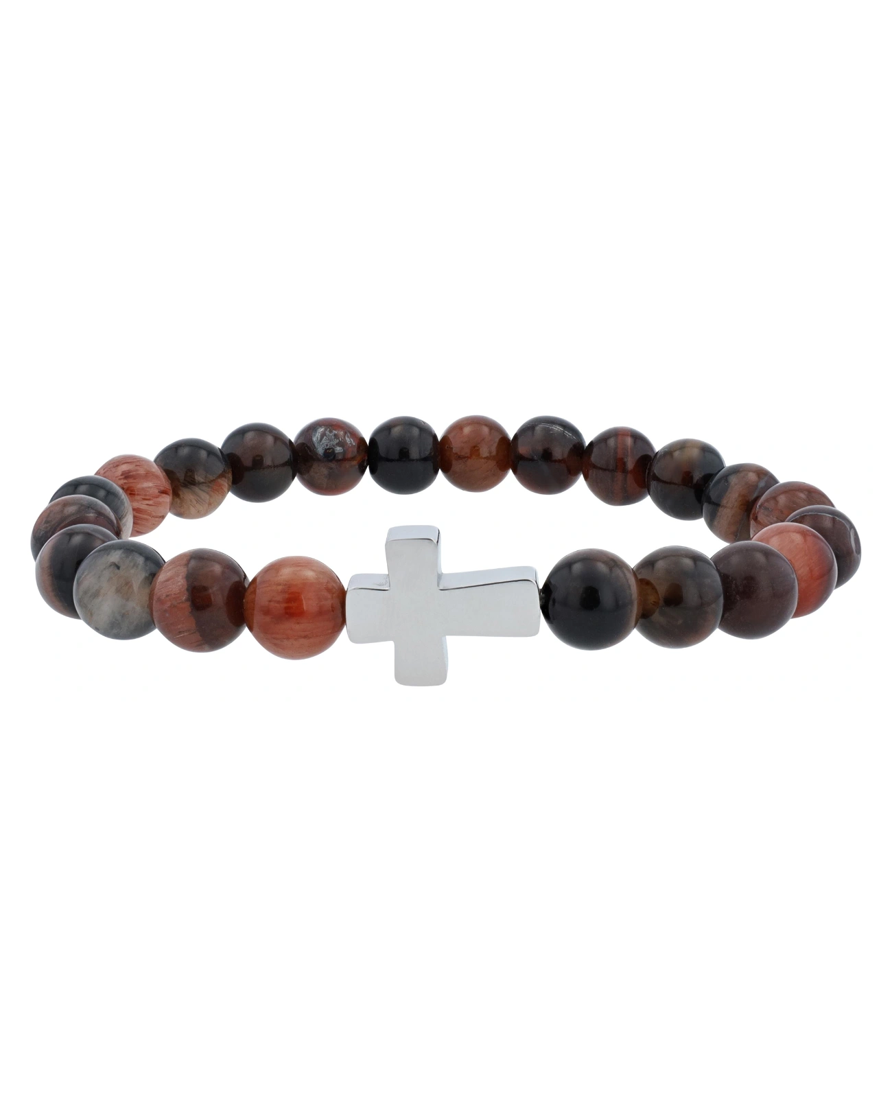 stretch kugelarmband bernstein braun mit kreuz eingearbeitet