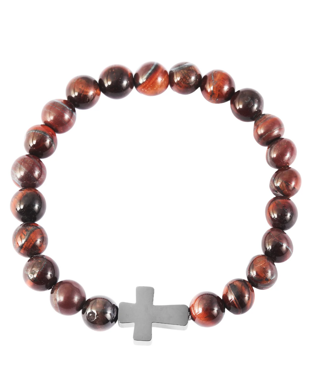 stretch kugelarmband bernstein braun mit kreuz eingearbeitet