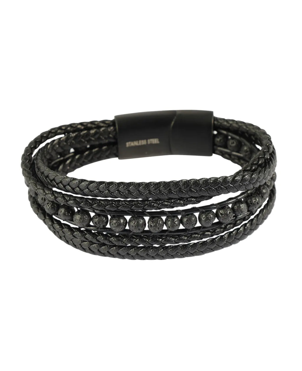 5 reihiges Leder Armband schwarz