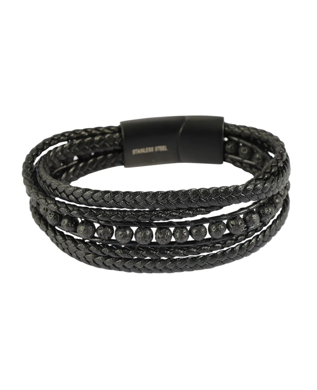 5 reihiges Leder Armband schwarz