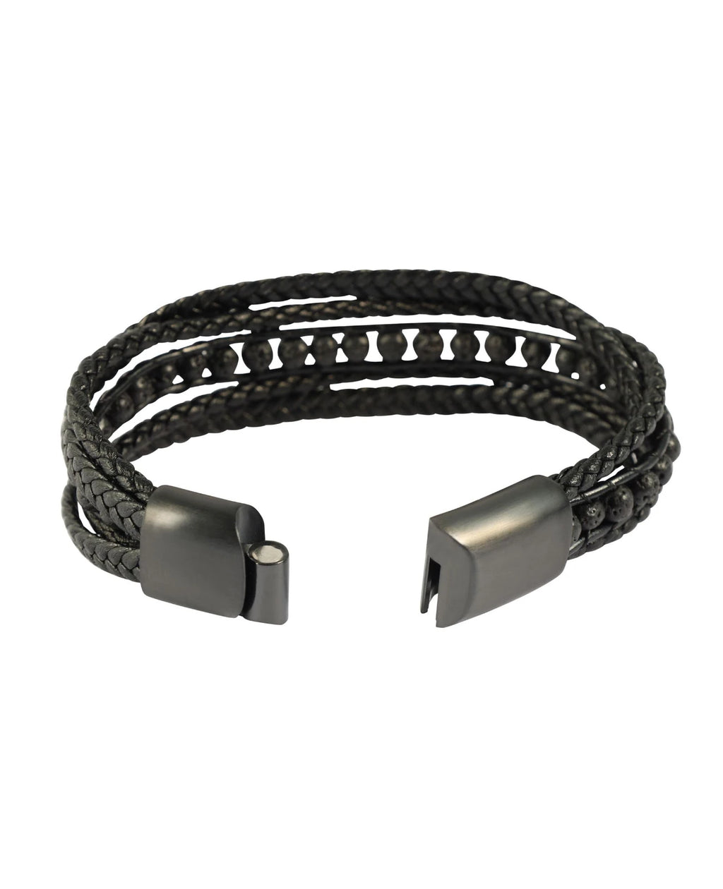 5 reihiges Leder Armband schwarz