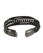 5 reihiges Leder Armband schwarz