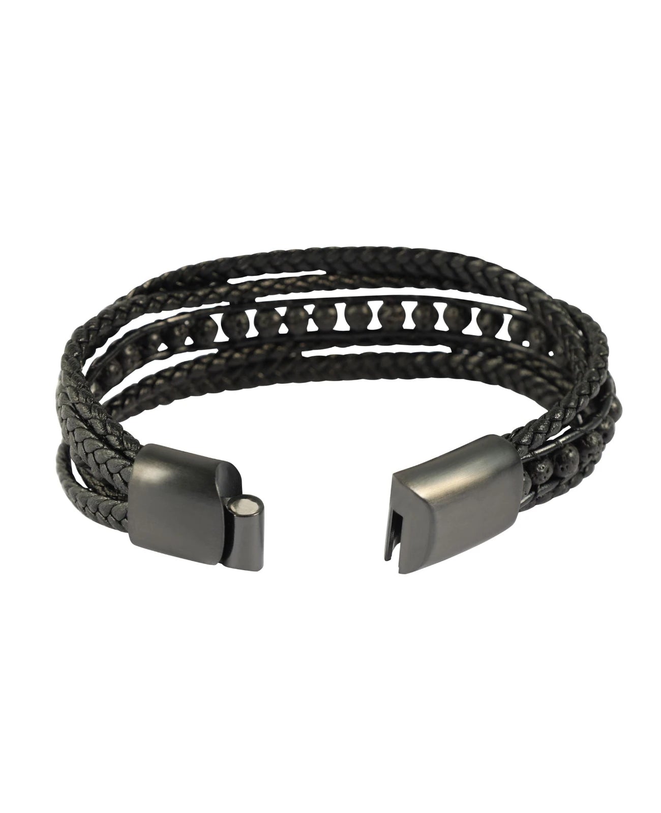 5 reihiges Leder Armband schwarz