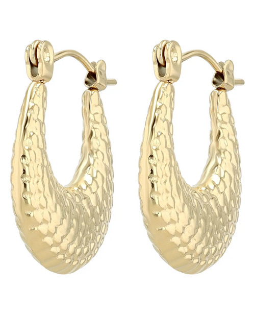 Bauchige gemusterte creolen goldfarben kit Klappbügel