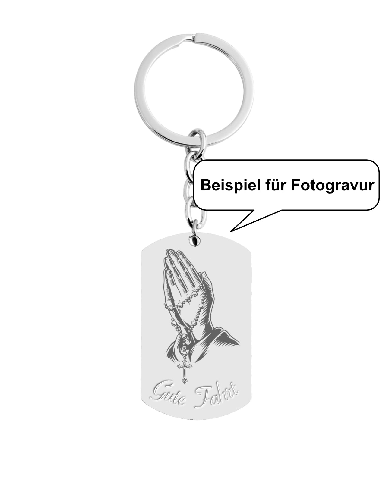 Beispiel für Fotogravur Betende Hände Gute Fahrt