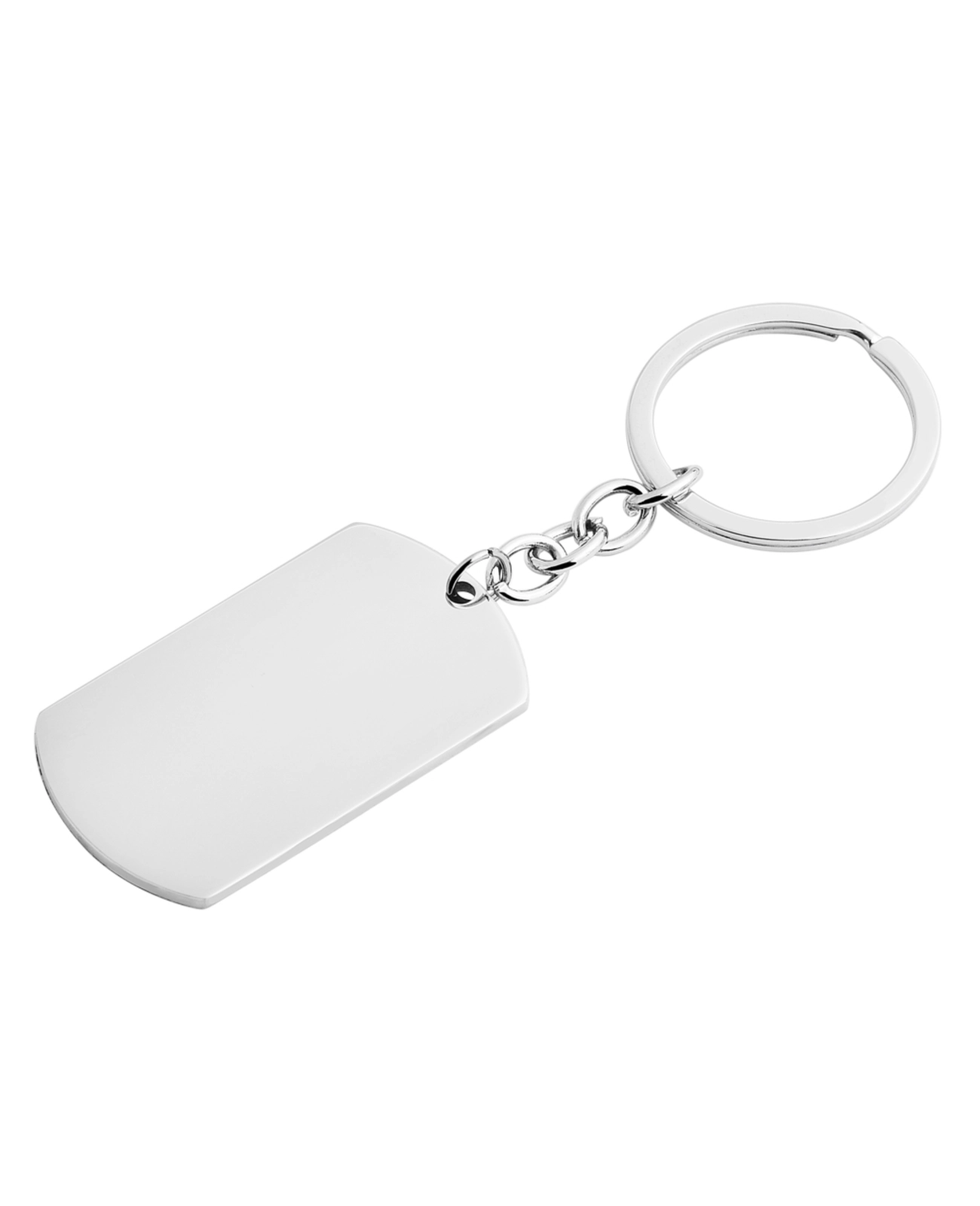 dog tag schlüsselanhaenger rechteckig oben und unten abgerundet mit kette an schlüsselring