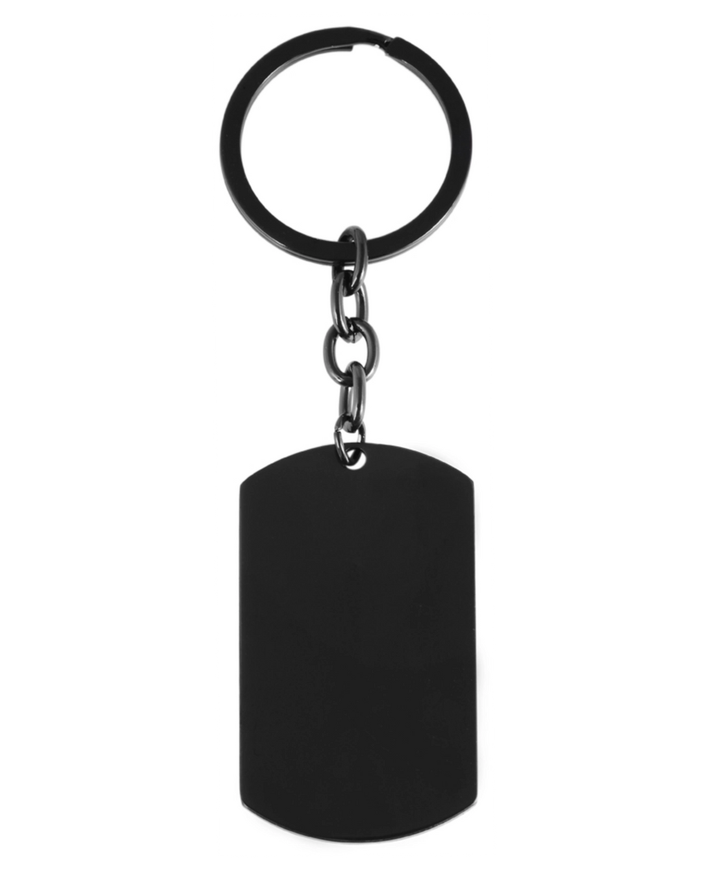 dog tag schluesselanhaenger rechteckig oben und unten abgerundet mit kette an schluesselring