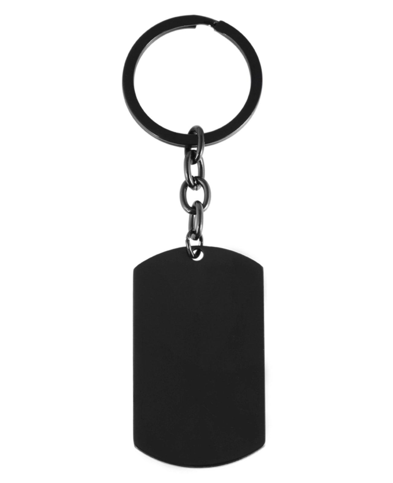 dog tag schluesselanhaenger rechteckig oben und unten abgerundet mit kette an schluesselring