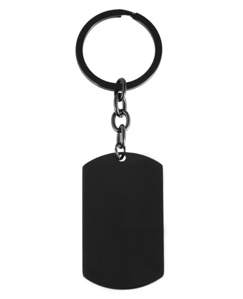 dog tag schluesselanhaenger rechteckig oben und unten abgerundet mit kette an schluesselring