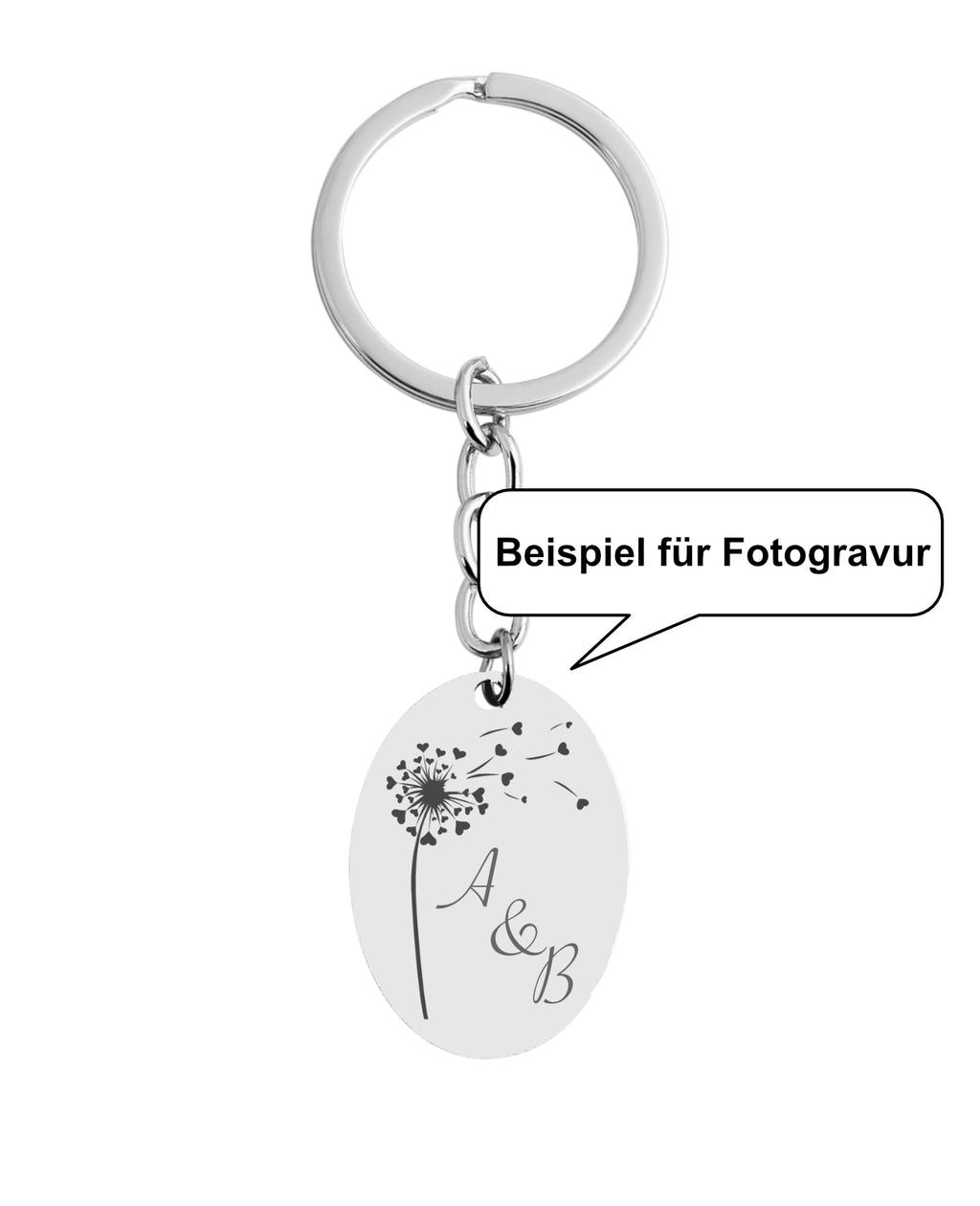 Beispiel für Fotogravur Pusteblume Herzen