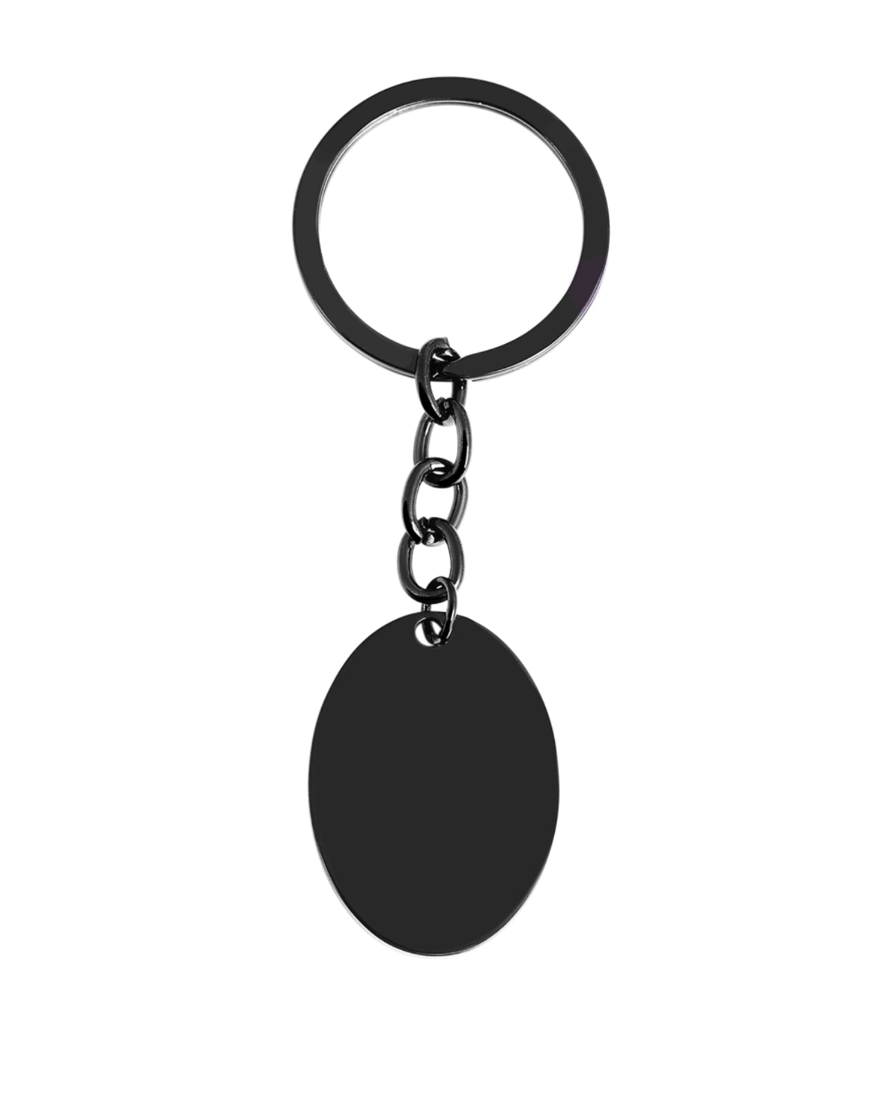 Ovale Gravurplatte mit Kette am Schlüsselring