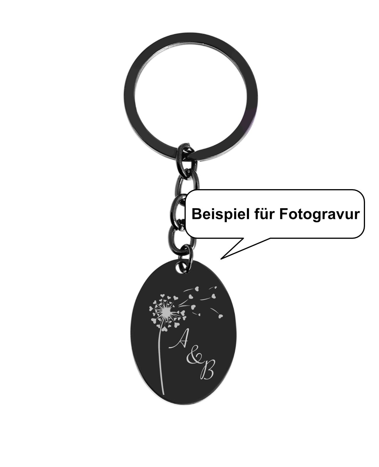 Beispiel für Fotogravur Pusteblume Herzen