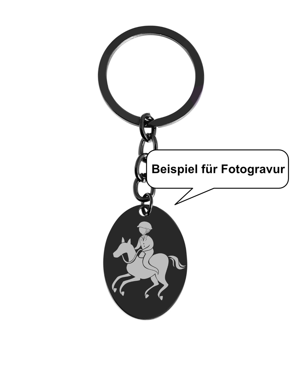 Beispiel für Fotogravur Pferd mit Reiter