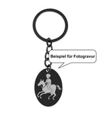 Beispiel für Fotogravur Pferd mit Reiter