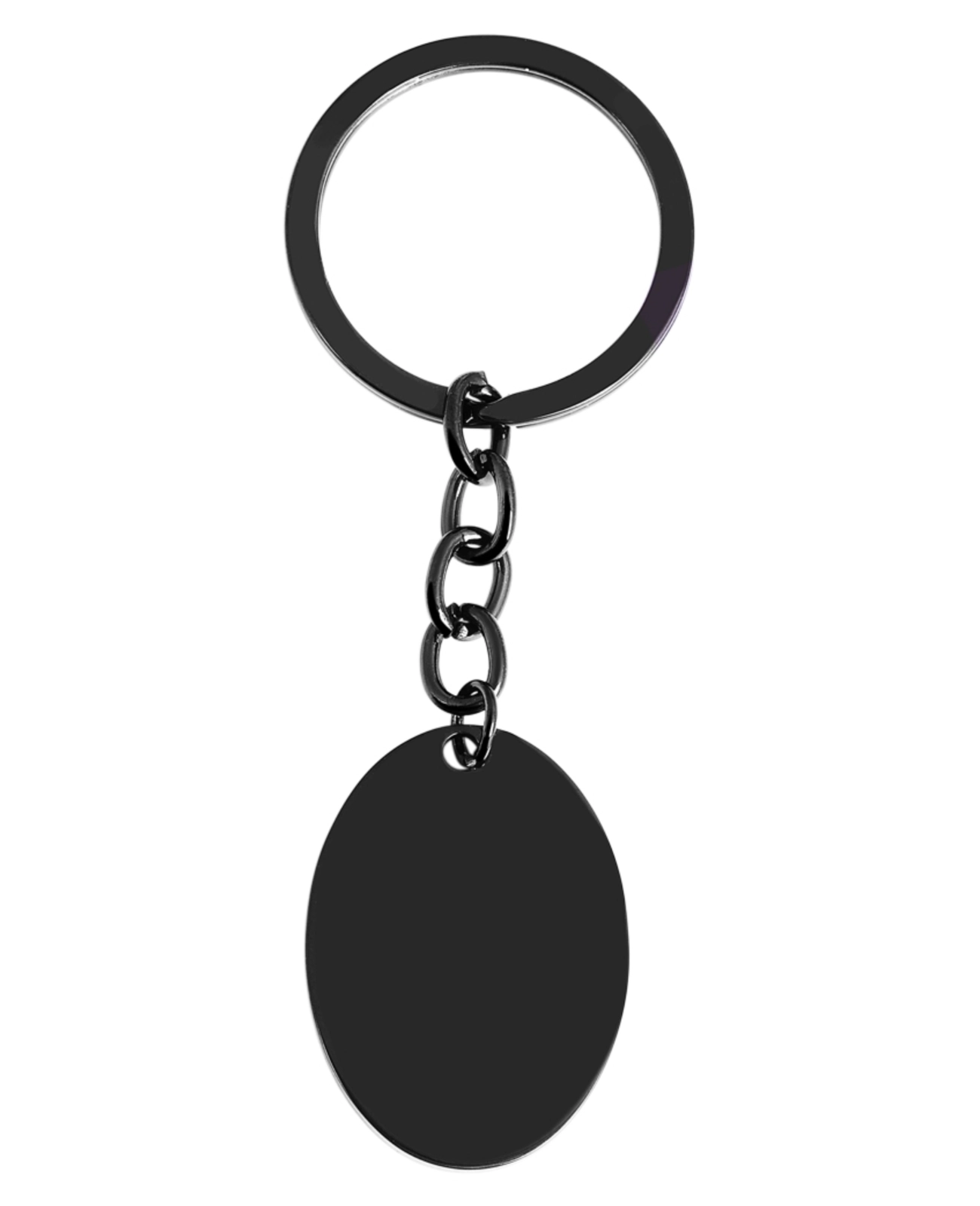 ovale gravurplatte schwarz mit kette an schluesselring