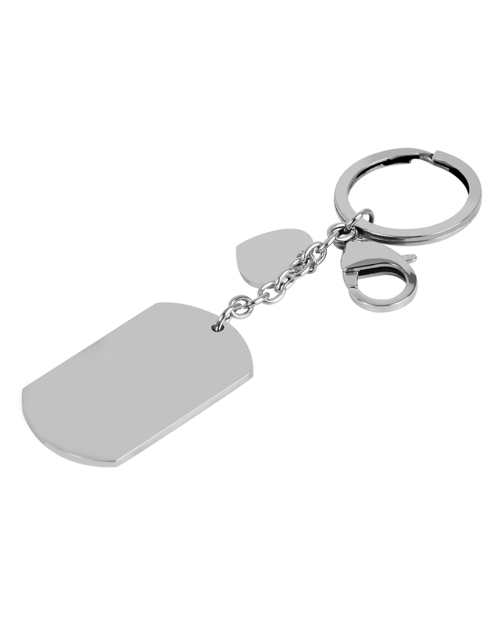 dog tag schluesselanhaenger mit herz karabiner und schluesselring