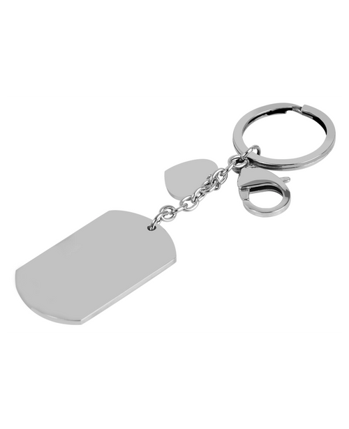 dog tag schluesselanhaenger mit herz karabiner und schluesselring