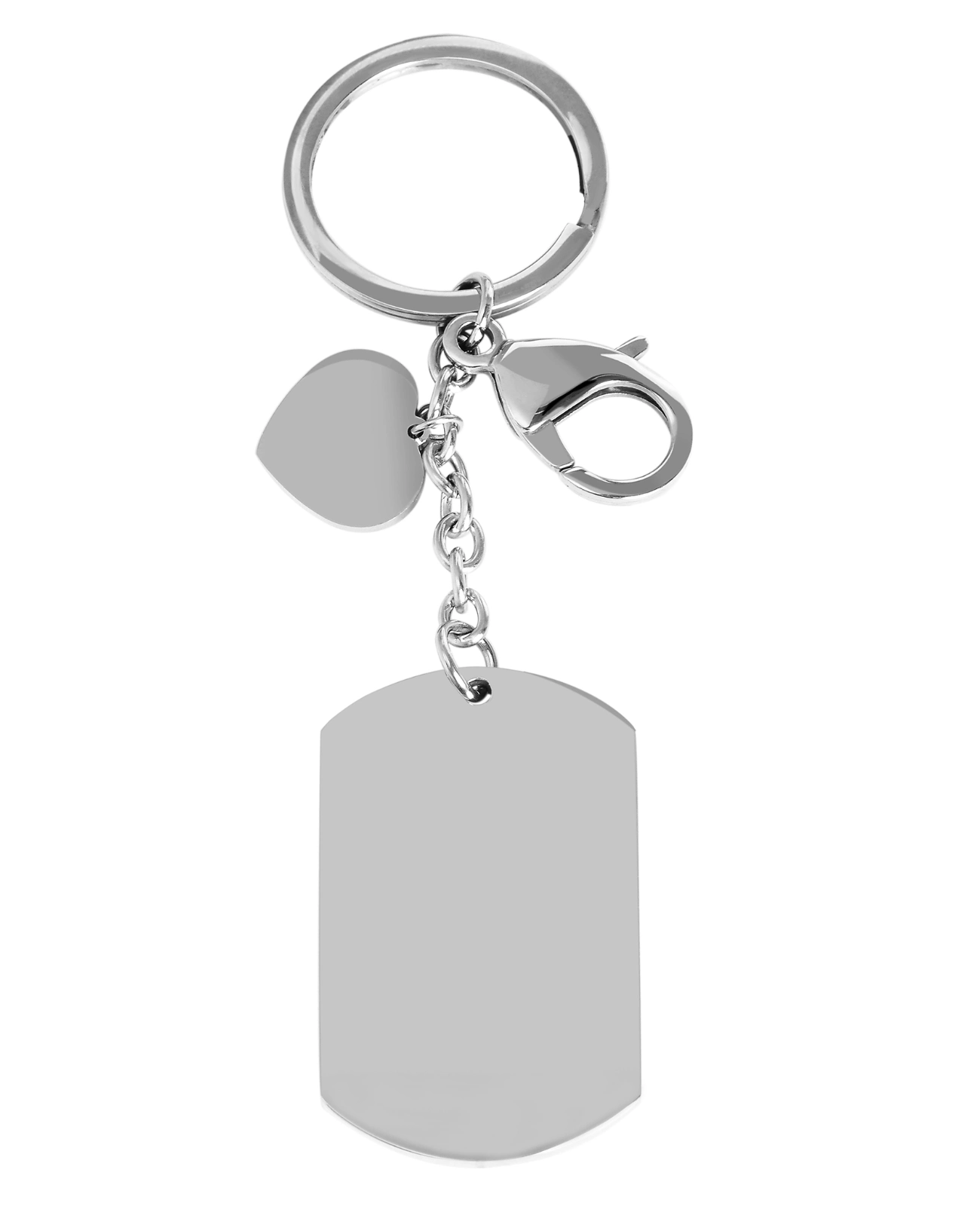 dog tag schluesselanhaenger mit herz karabiner und schluesselring