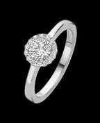 Gleichlaufende Ringschine großer Zirkonia in der Mitte aussen 14 kleinere Zirkonia