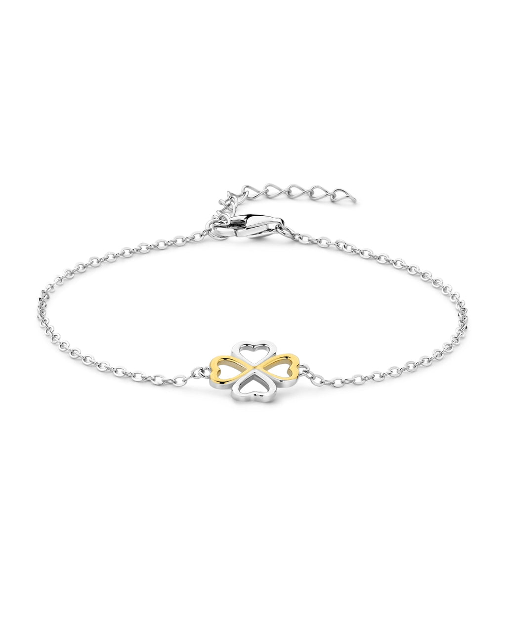 Armband Ankerkette mit Mittelteil Kleeblatt geformt aus 4 Herzen