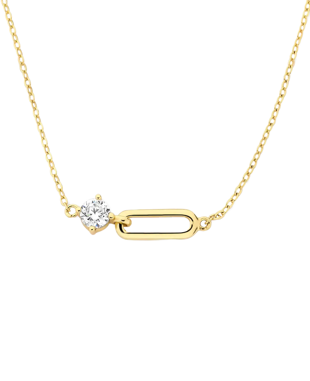 Ankerkette mit ovalen offenen mittelteil ein großer zirkonia stein schließt an