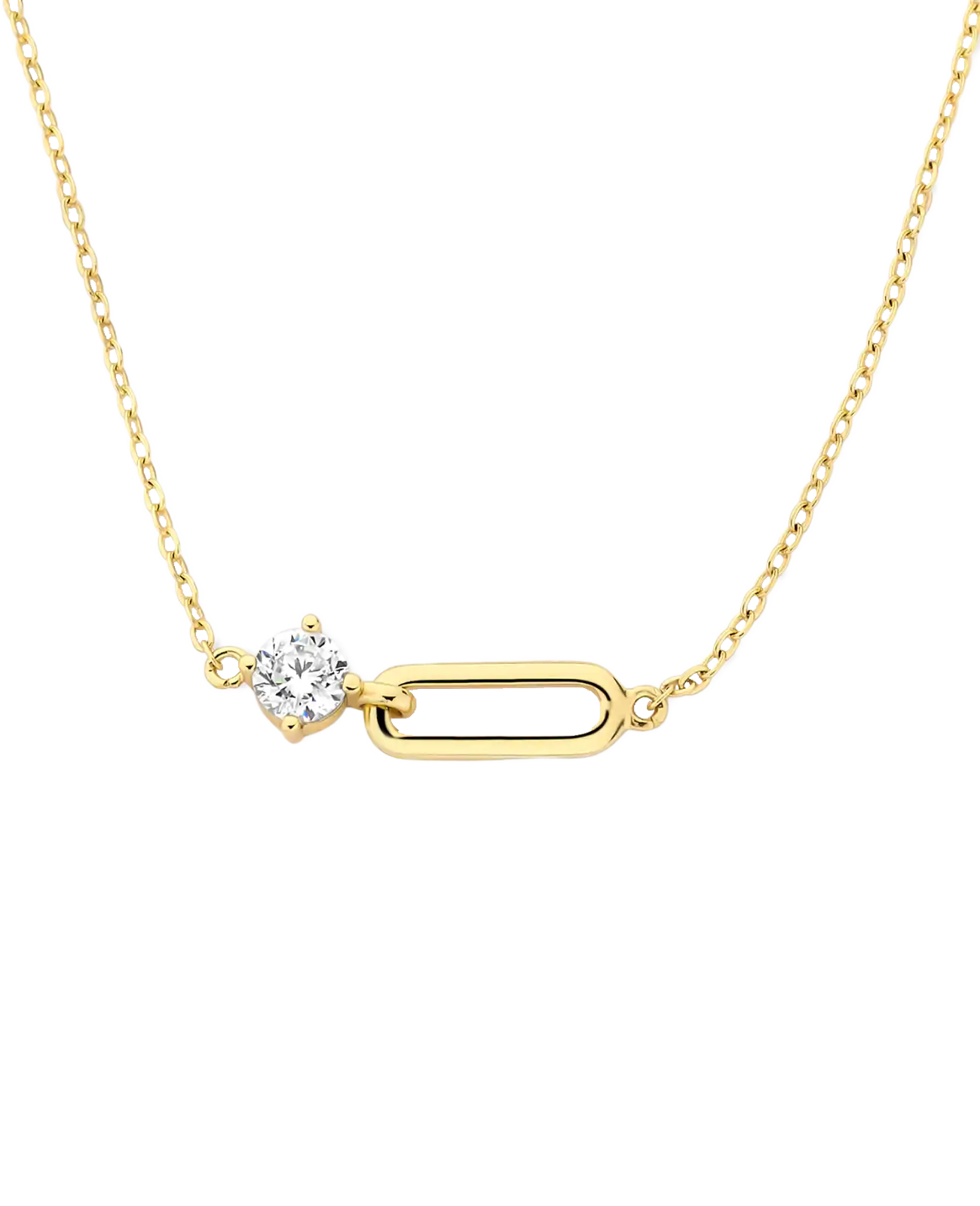 Ankerkette mit ovalen offenen mittelteil ein großer zirkonia stein schließt an