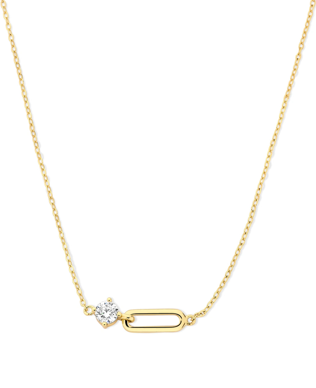 Ankerkette mit ovalen offenen mittelteil ein großer zirkonia stein schließt an