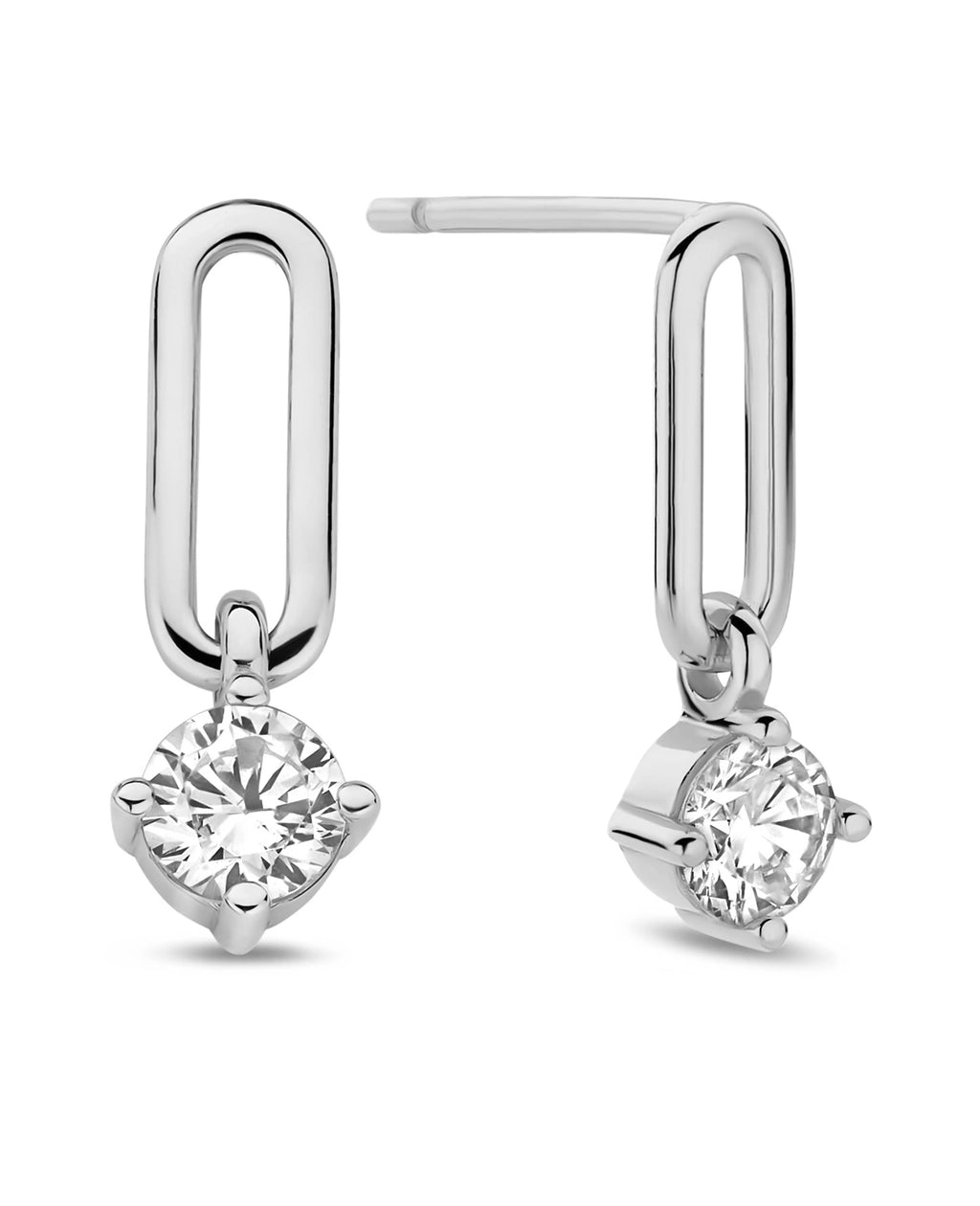 Ohrstecker Ohrhänger ovales offenes Mittelteil und ein großer Zirkonia darunter