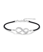 Textil Kordelarmband Mittelteil großes Unendlichkeitszeichen eine Segment voll mit Zirkonia Steinen