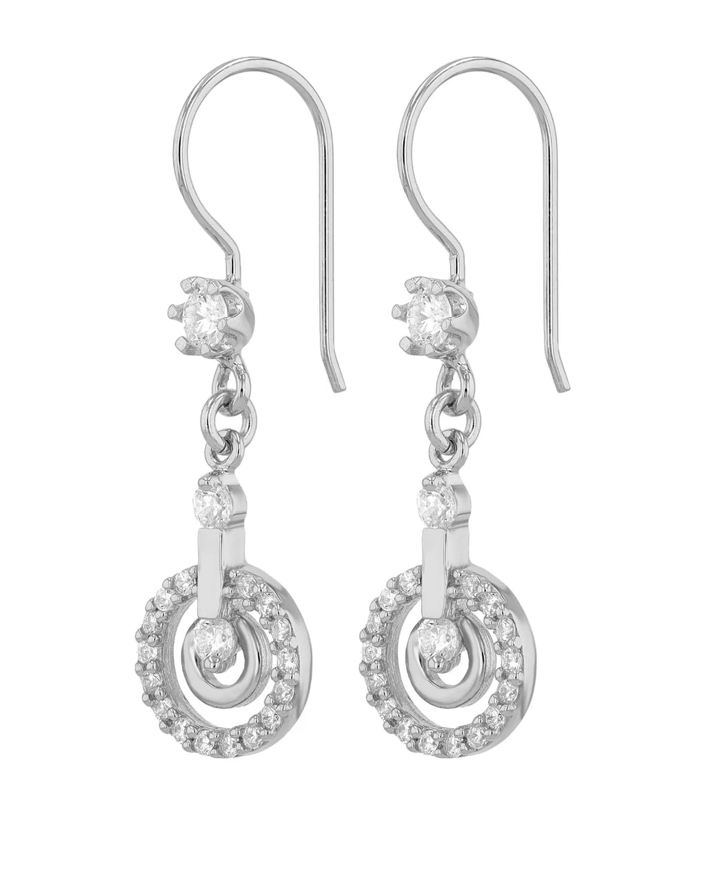 Ohrhaken mit beweglichen runden Unterteilen mit Zirkonia Steinen besetzt