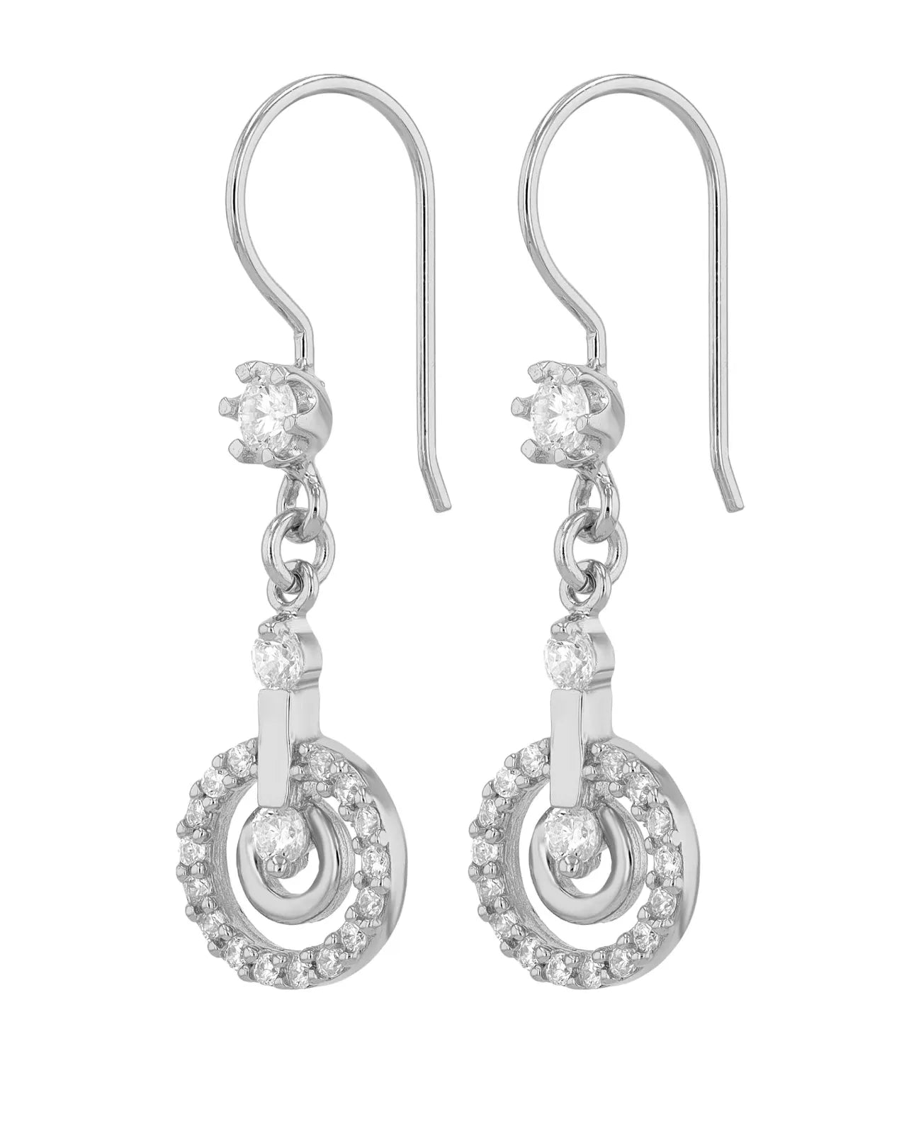 Ohrhaken mit beweglichen runden Unterteilen mit Zirkonia Steinen besetzt