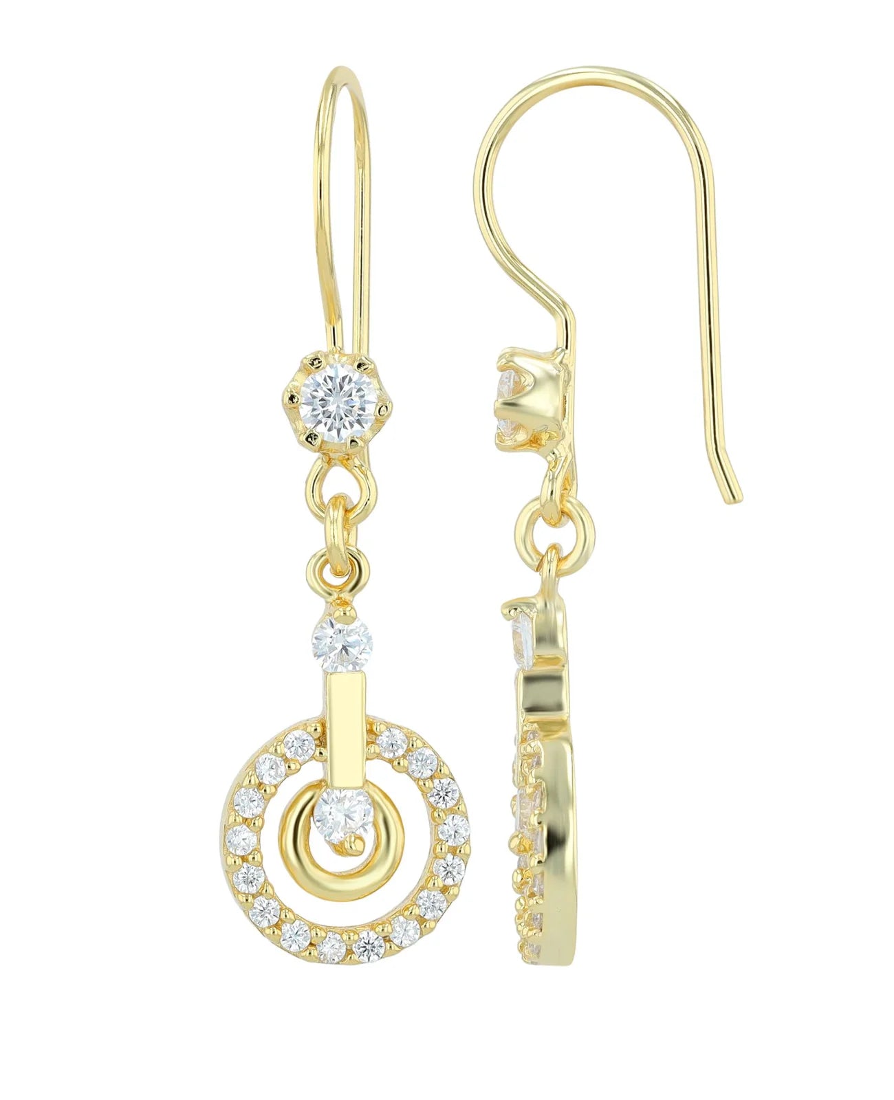 Ohrhaken mit beweglichen runden Unterteilen mit Zirkonia Steinen besetzt