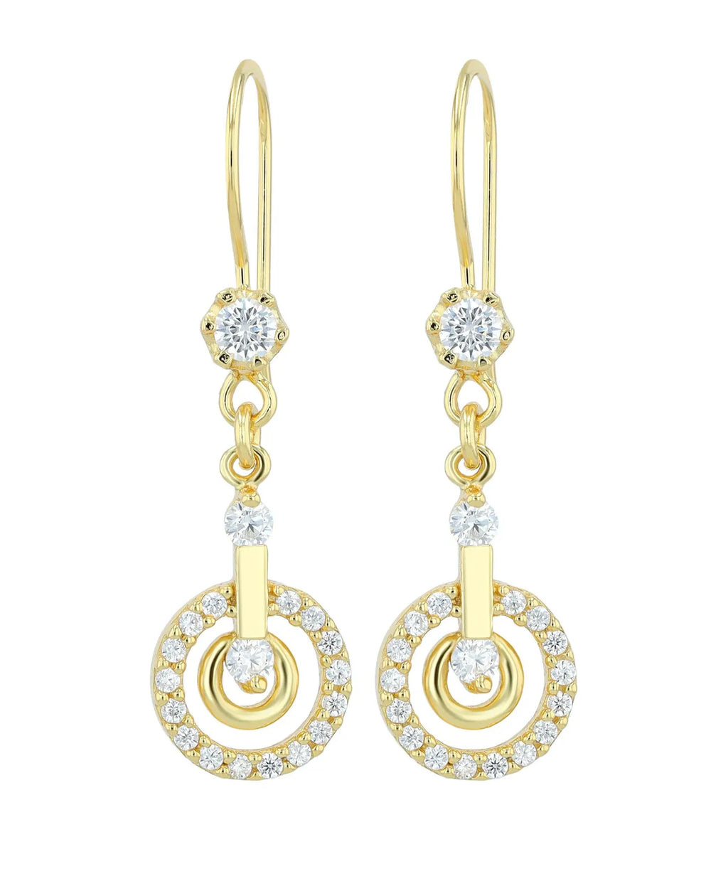 Ohrhaken mit beweglichen runden Unterteilen mit Zirkonia Steinen besetzt