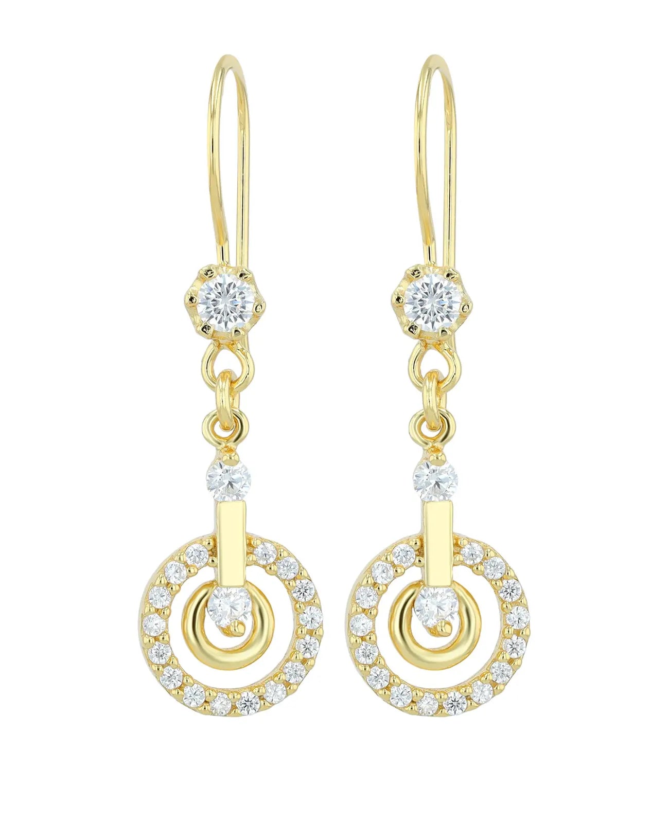 Ohrhaken mit beweglichen runden Unterteilen mit Zirkonia Steinen besetzt