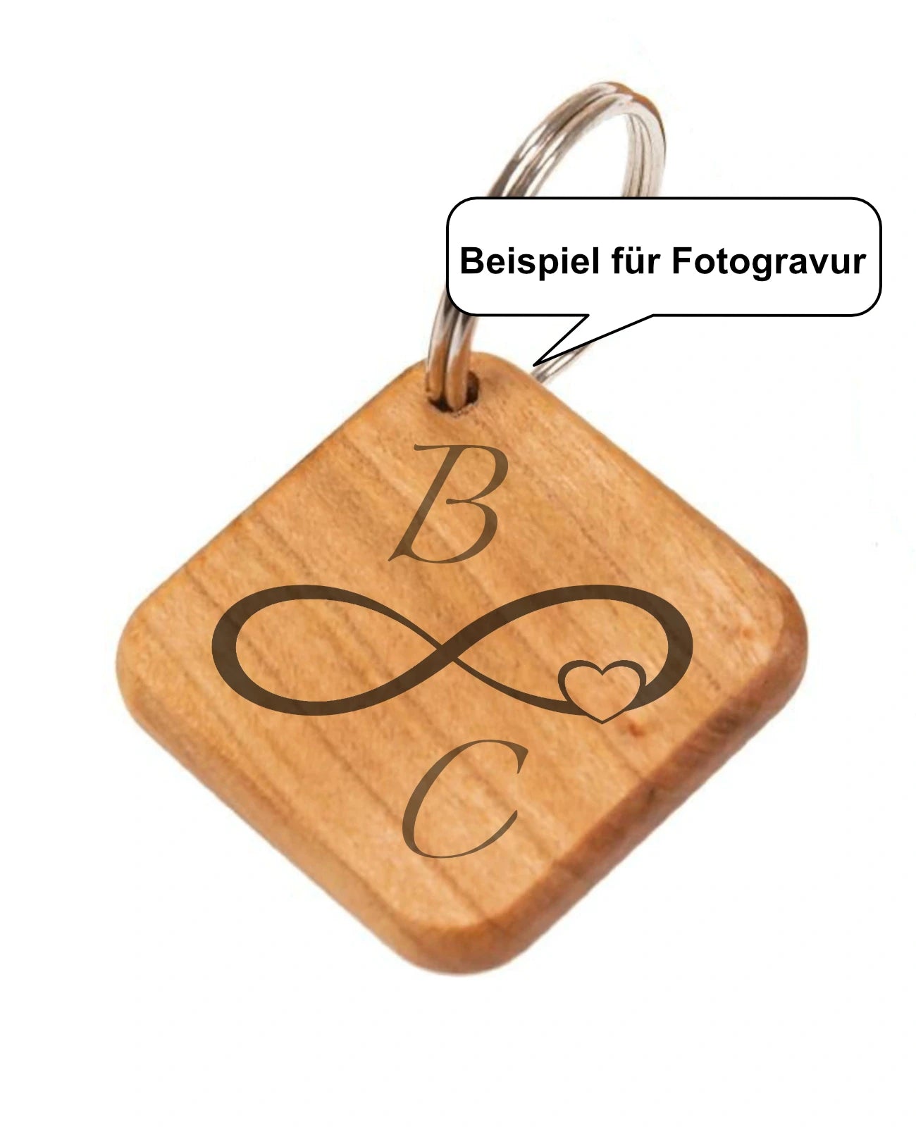 Beispiel für Fotogravur Unendlichkeitszeichen Herz