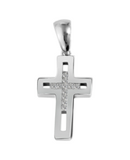eckiges kreuz mittig offen darin kleines kreuz mit zirkonia steinen