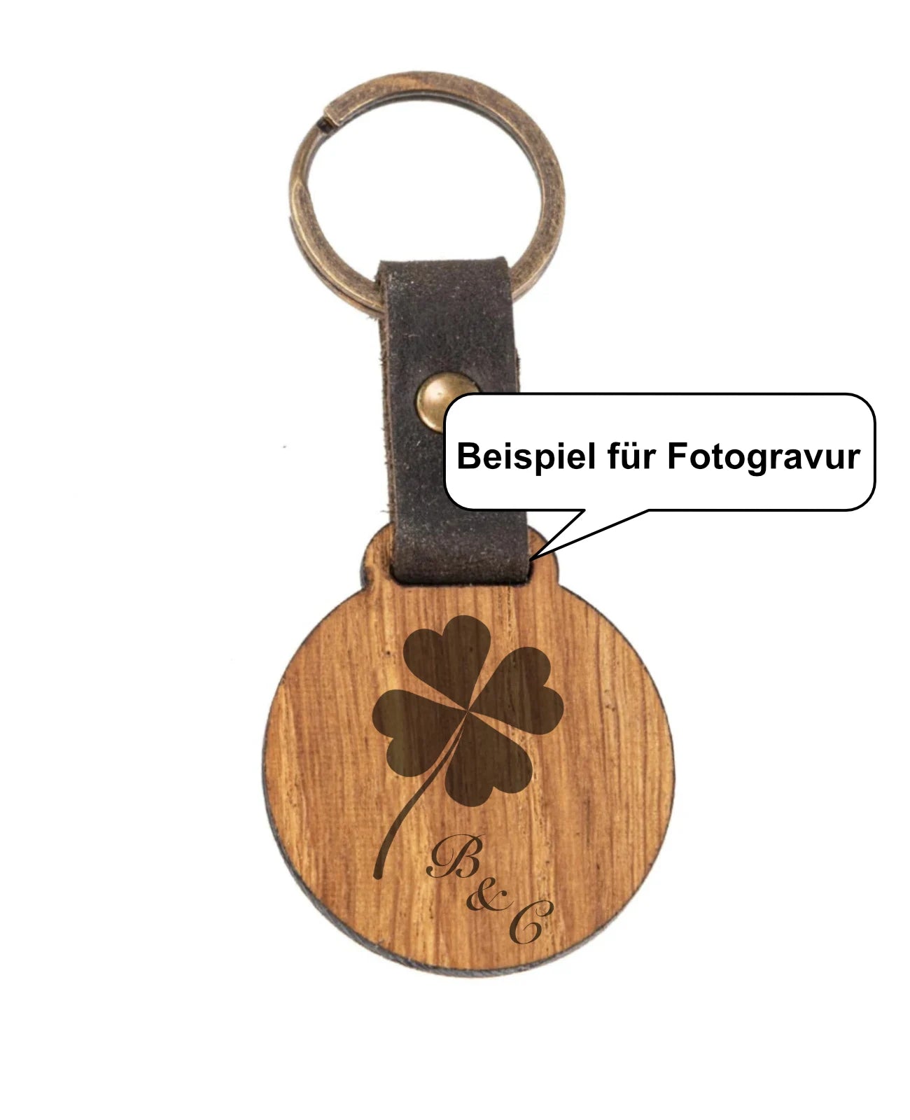 Beispiel für Fotgravur Glücksklee