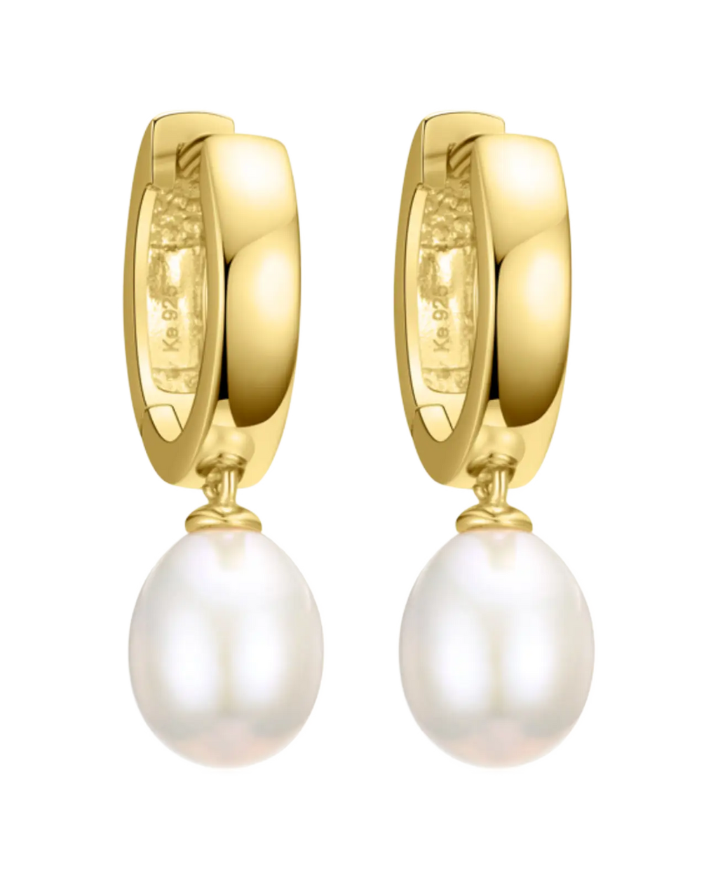 Breite runde Creolen darunter eine bewegliche ovale Süßwasserzuchtperle