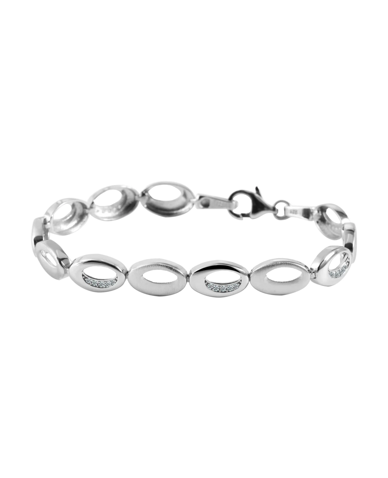 armband aus ovalen beweglichen Gliedern zum Teil mit Zirkonia steinen